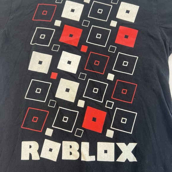 Roblox Video Game Black Red White T Shirt Boys Square Logo Size Ezra Large 14-16 - Picture 3 of 7